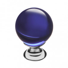 Ручка кнопка синее стекло хром