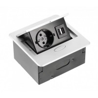 Блок розеток AVARO (1 розетка + 2 USB) СЕРЫЙ